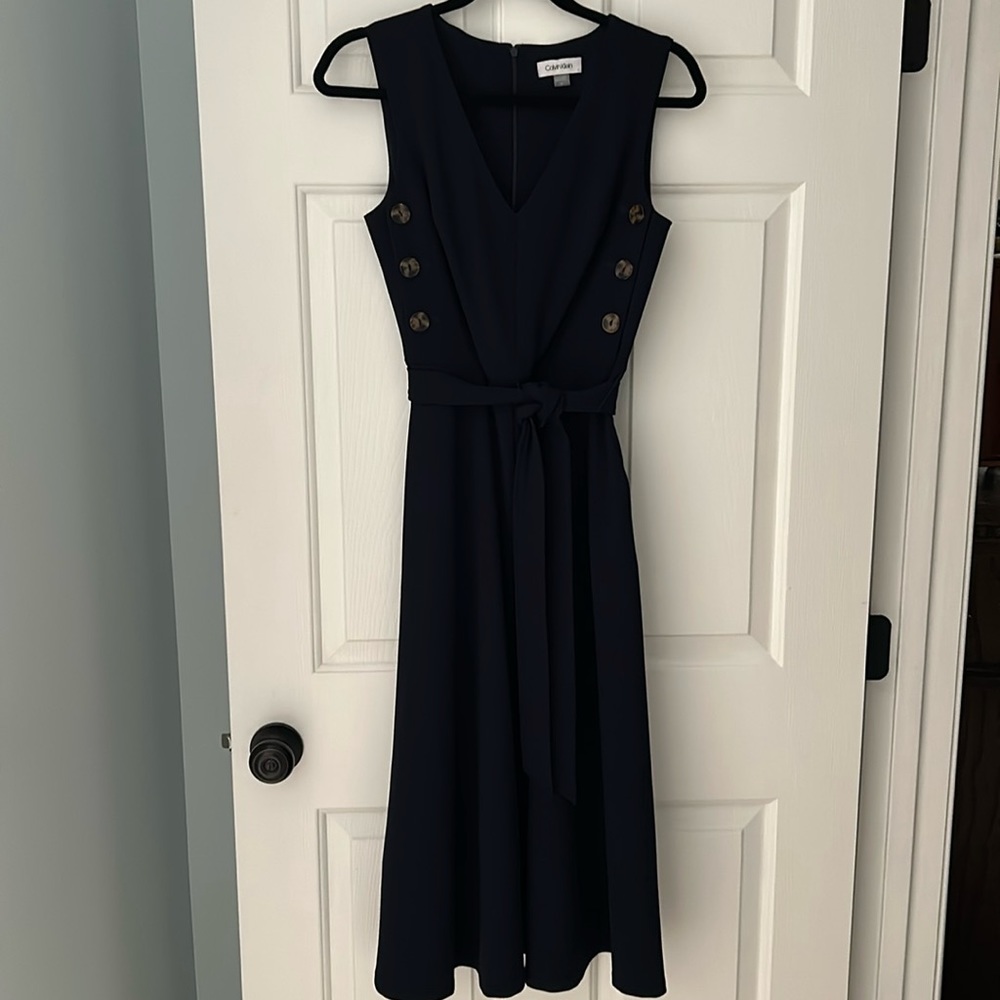 Calvin Klein navy blue midi dress size 4